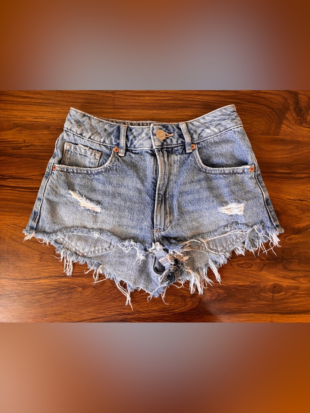 Mini Cheeky Festival Distressed Garage Denim Shorts 00/23